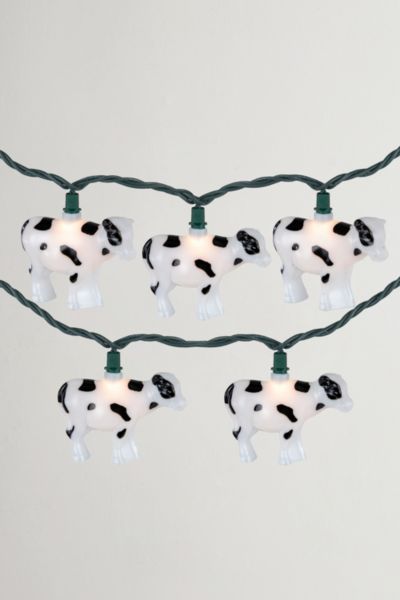 Urban Outfitters White And Black Cow 6ft String Lights In White At
