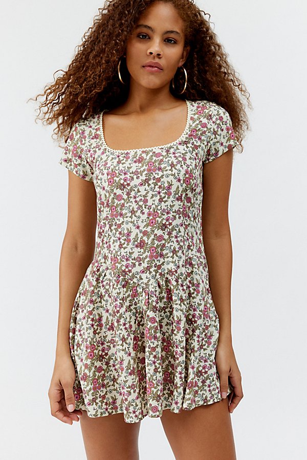 Motel Tipani Floral Mini Dress In Floral, Women's At Urban Outfitters