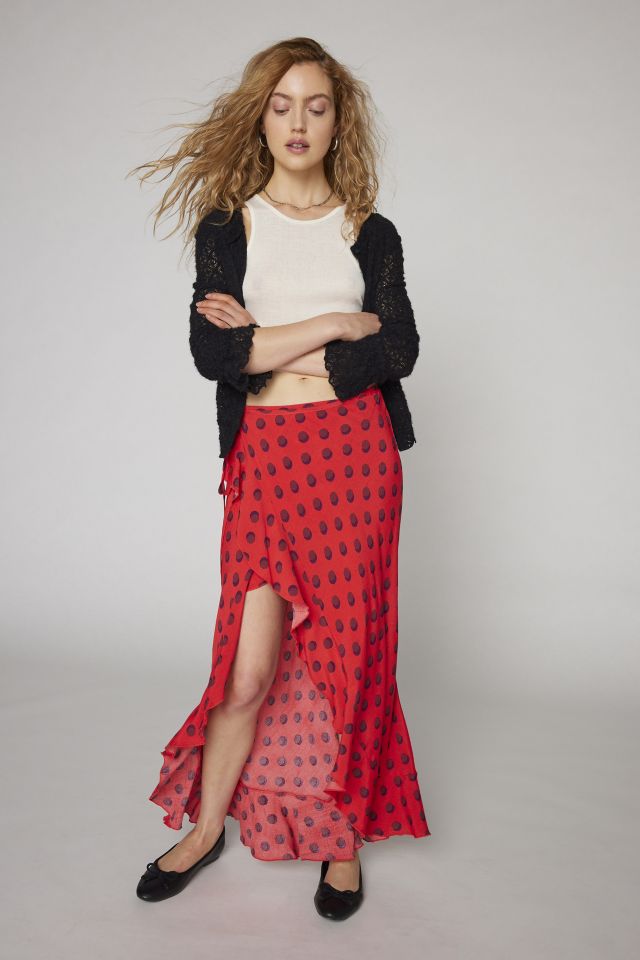 Next red outlet spot maxi skirt