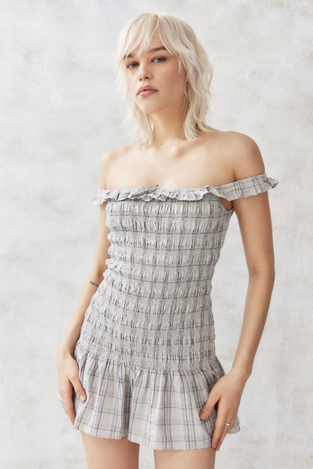 Kimchi Blue Evalina Plaid Off-The-Shoulder Mini Dress #1