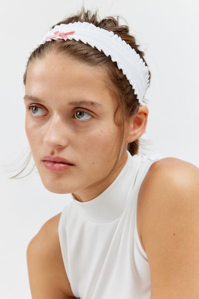 EMI JAY RUFFLE HEADBAND IN WHITE, WOMEN'S AT URBAN OUTFITTERS