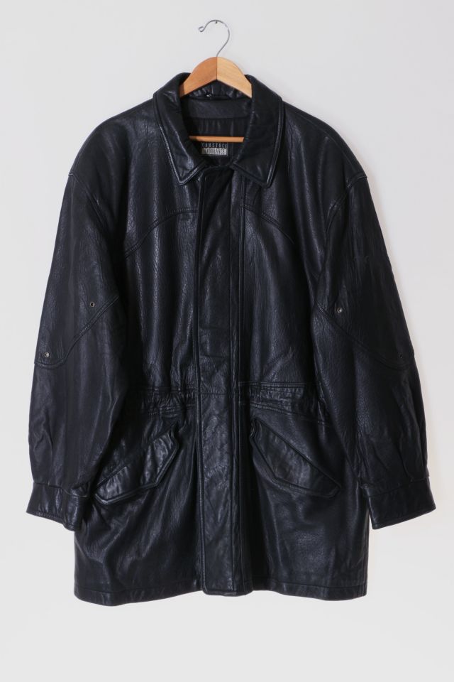 Vintage 90s Mid Length Leather Car Coat | Urban Outfitters