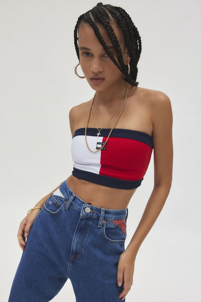 Tommy Jeans Badge Cropped Tube Top | Urban Outfitters