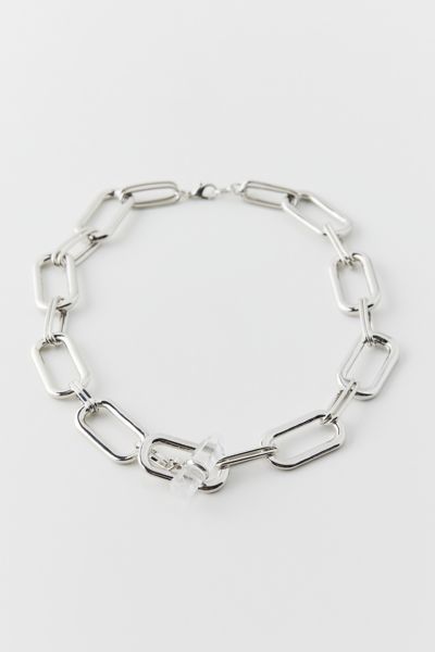 Urban Outfitters Stone Toggle Chain Necklace In Silver, Men's At  In Metallic