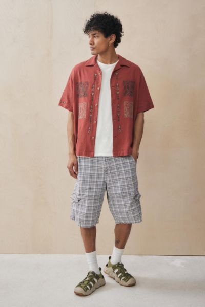 UO Red Embroidered Tile Shirt