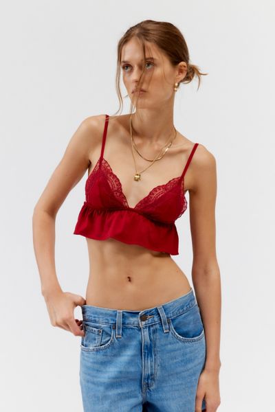 Shop Out From Under Seaside Babydoll Bralette Top In Dark Red, Women's At Urban Outfitters