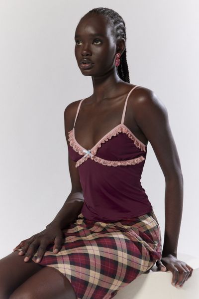 Shop Motel Marjorie Triangle Cami In Berry, Women's At Urban Outfitters
