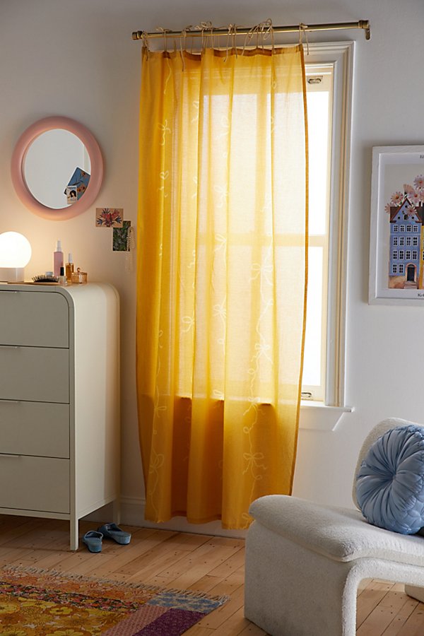 Urban Outfitters Lacey Bows Window Panel In Gold At  In Yellow
