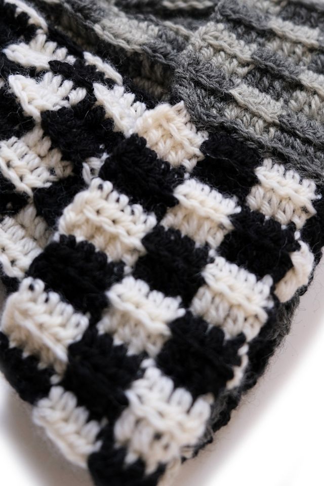 MARVES new york Crochet Checkered Wool Beanie #1