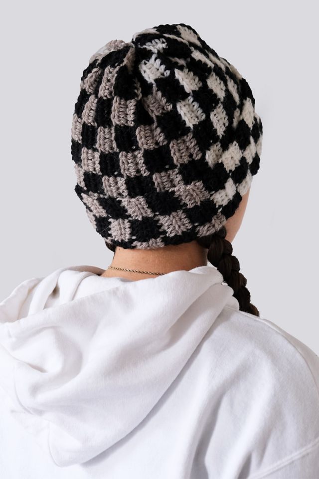 MARVES new york Crochet Checkered Wool Beanie #2