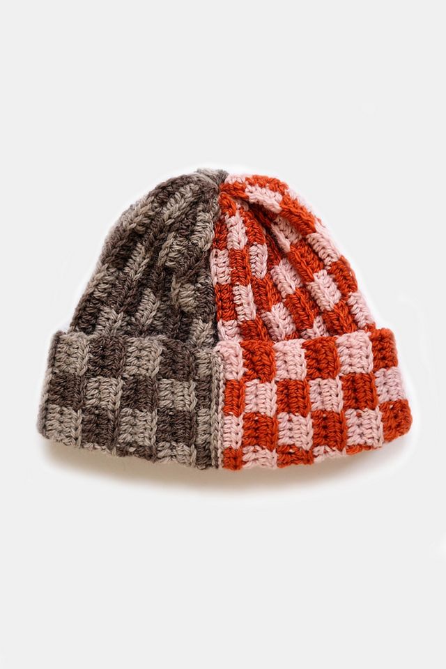 MARVES new york Crochet Checkered Wool Beanie #1