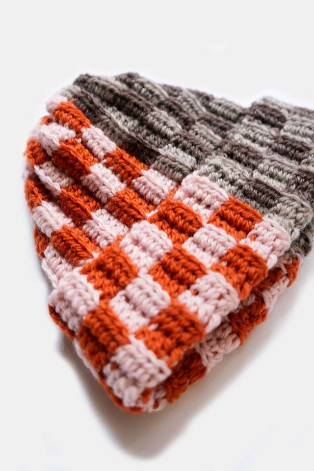MARVES new york Crochet Checkered Wool Beanie #2