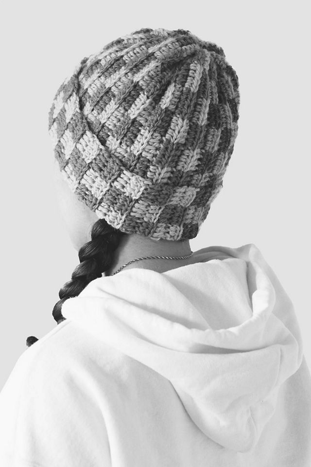 MARVES new york Crochet Checkered Wool Beanie #3