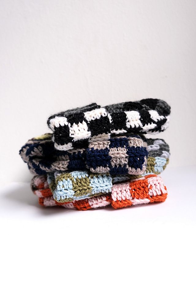 MARVES new york Crochet Checkered Wool Beanie #4