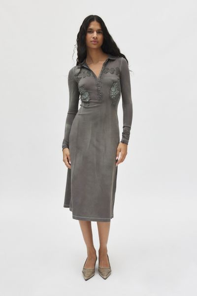 diesel d-destrit knit long sleeve midi dress