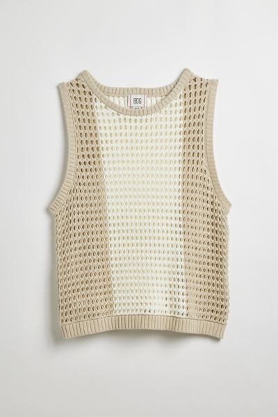 Shop Bdg Focus Knit Tank Top In Neutral, Men's At Urban Outfitters