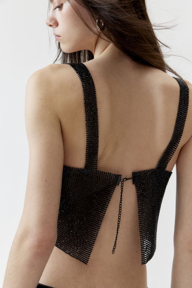 Aura Rhinestone Mesh Cropped Top #1