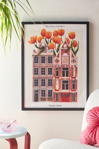 Pstr Studio Matos Bloemen Huisjes - Amsterdam Art Print At Urban Outfitters
