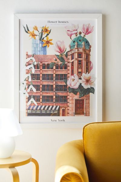 Shop Pstr Studio Matos Flower Houses - New York Art Print At Urban Outfitters