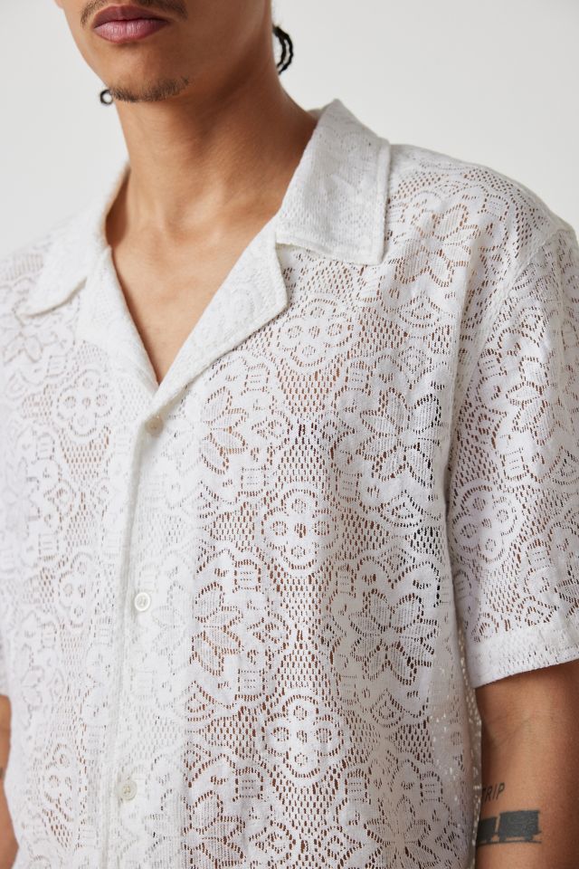 Raga Man Chetan Lace Short Sleeve Button-Down Shirt #4