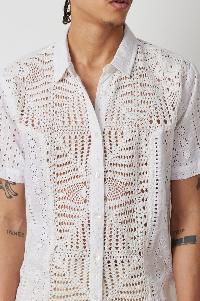 Raga Man Riaan Eyelet & Crochet Short Sleeve Shirt #3