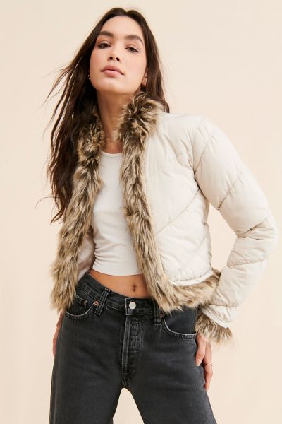 Puffer faux 2024 fur jacket