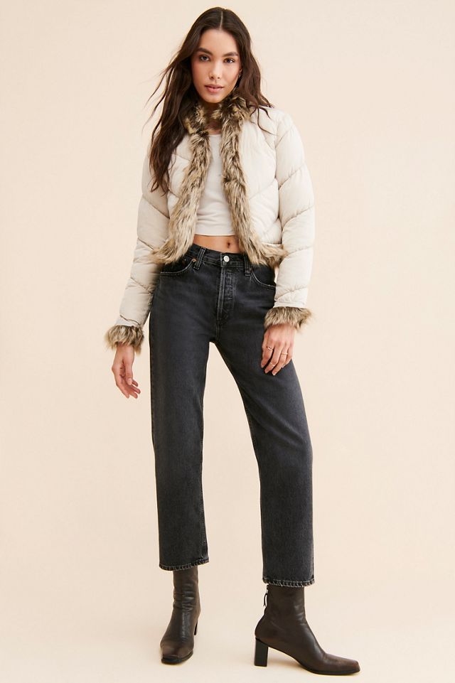 UO Katrina Faux Fur Trim Puffer Jacket #3