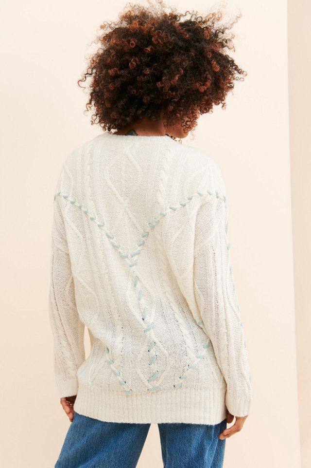 Native Youth Handstitch Cable Knit Sweater #1