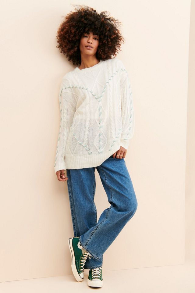Native Youth Handstitch Cable Knit Sweater #3