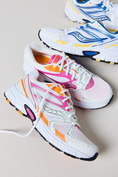 Saucony Men's Ride Millennium Sneaker In White/pink/orange, Men's At Urban Outfitters In White/pink/orange