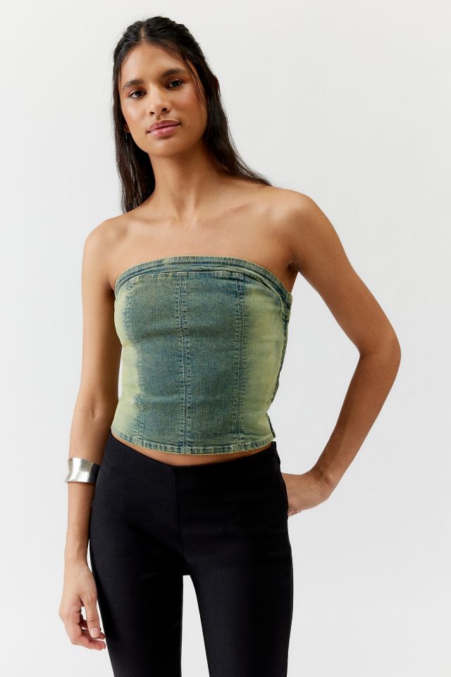 Silence + Noise Charli Denim Tube Top | Urban Outfitters