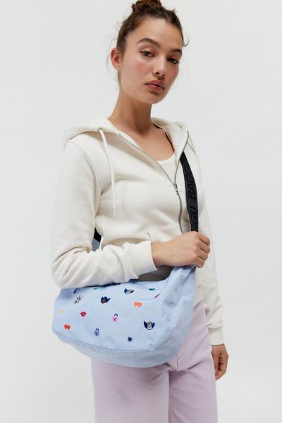 Shop Baggu Uo Exclusive Embroidered Medium Nylon Crescent Bag In Charms Embroidery, Women's At Urban Outfitters