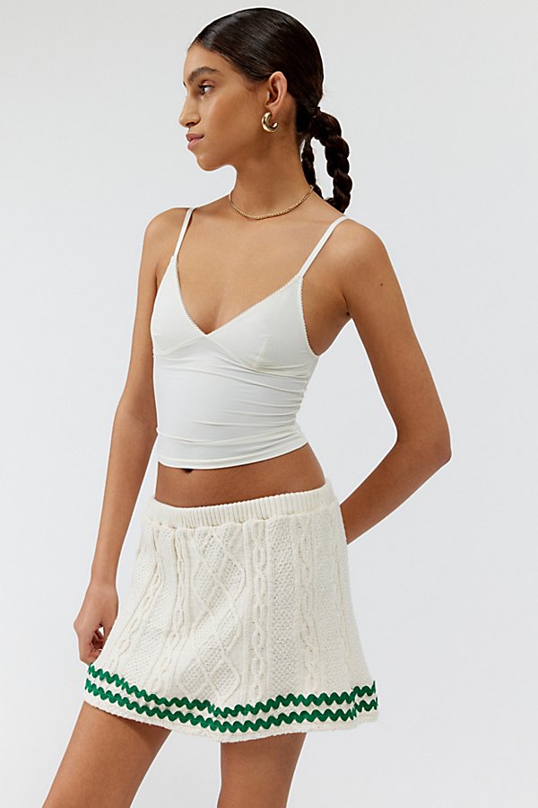 Urban Renewal Remade Ric-rac Cable Knit Mini Skirt In Cream, Women's At Urban Outfitters