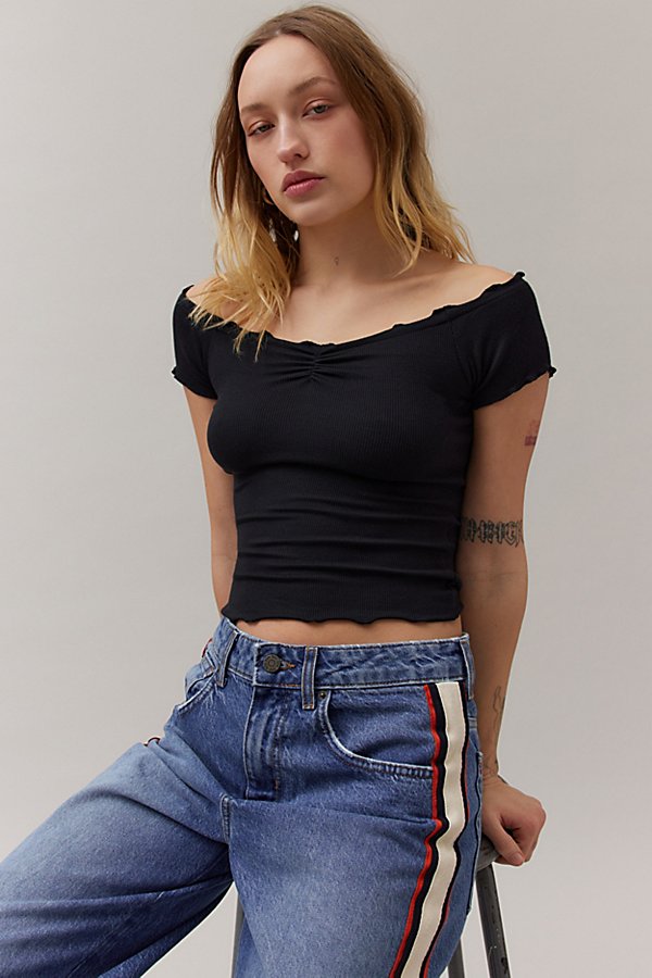 Bdg Michelle Off-the-shoulder Top In Black At Urban Outfitters