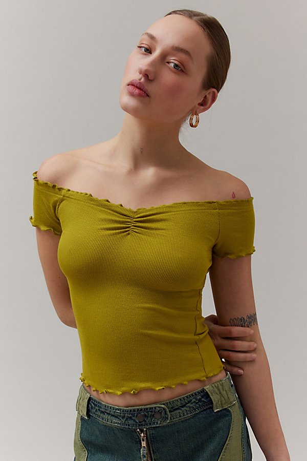 Bdg Michelle Off-the-shoulder Top In Green At Urban Outfitters