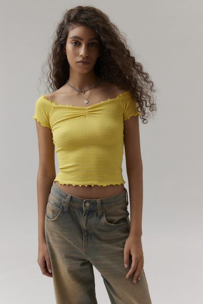 Bdg Michelle Off-the-shoulder Top In Yellow At Urban Outfitters