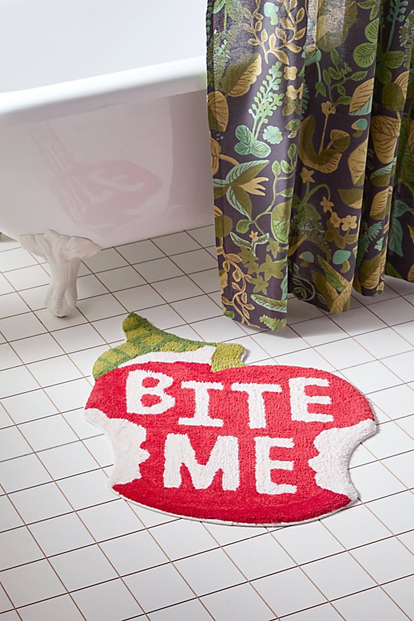 Urban Outfitters Bite Me Apple Bath Mat In Red At