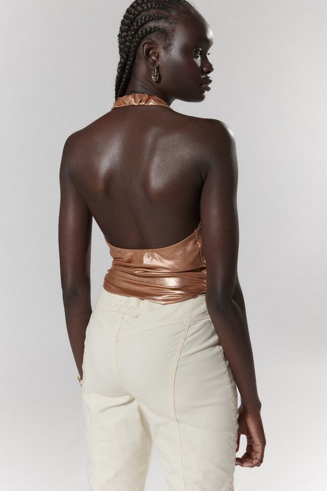 Silence + Noise Blanca Metallic Halter Top #3