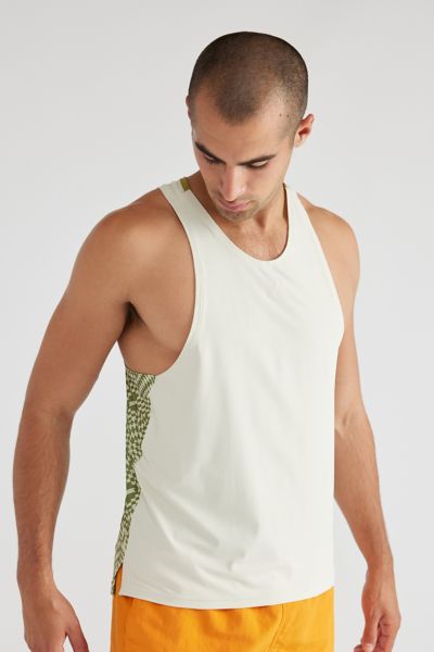 Shop Without Walls Blocked Tank Top In Evergreen Sprig Printed, Men's At Urban Outfitters