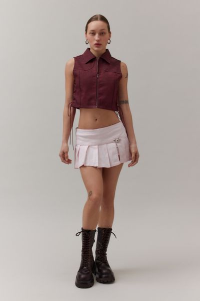 BDG Shaina Belted Linen Micro Mini Skort