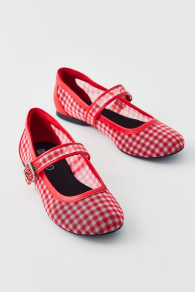 Shop Rocket Dog Uo Exclusive Emma Mesh Ballet Flat In Red Gingham Mesh, Women's At Urban Outfitters