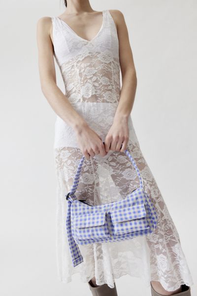Shop Baggu Uo Exclusive Gingham Cargo Nylon Shoulder Bag In Blue, Women's At Urban Outfitters