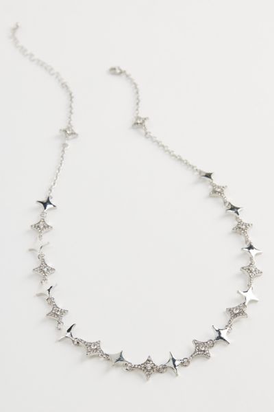 Urban Outfitters Matteo Iced Pointed Chain Necklace In Silver, Men's At