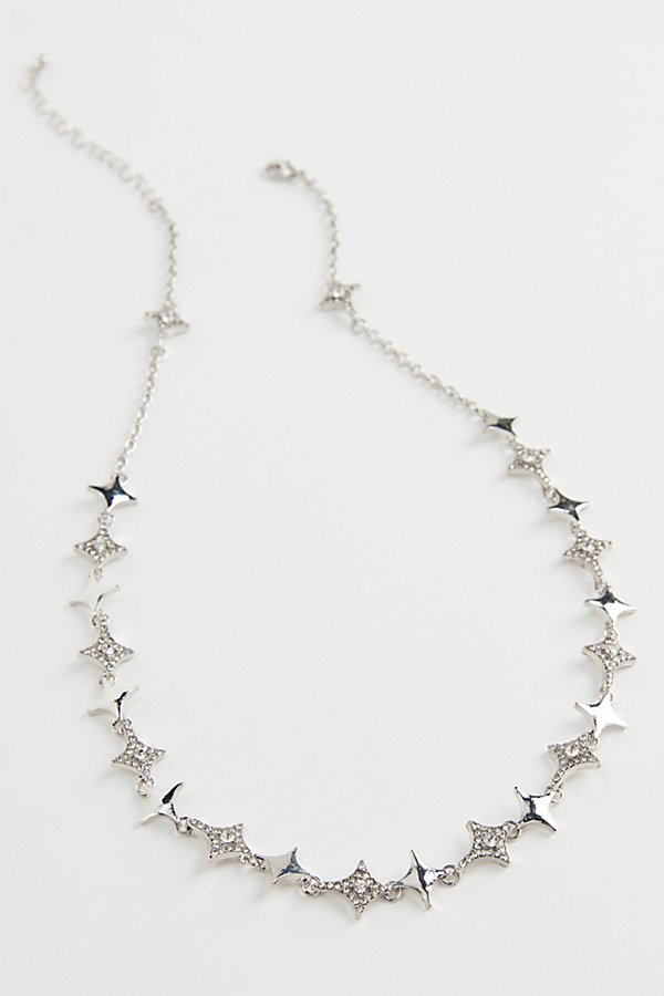 Urban Outfitters Matteo Iced Pointed Chain Necklace In Silver, Men's At  In Metallic