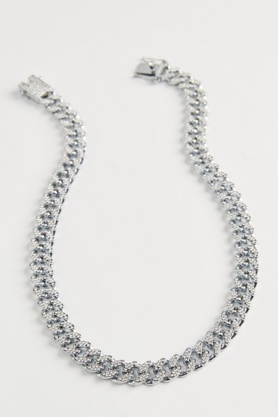 Urban Outfitters Iced Curb Chain Necklace In Silver, Men's At