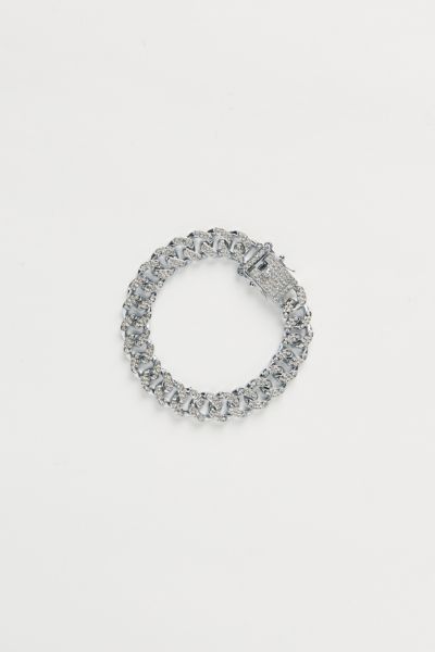 Urban Outfitters Iced Curb Chain Bracelet In Silver, Men's At