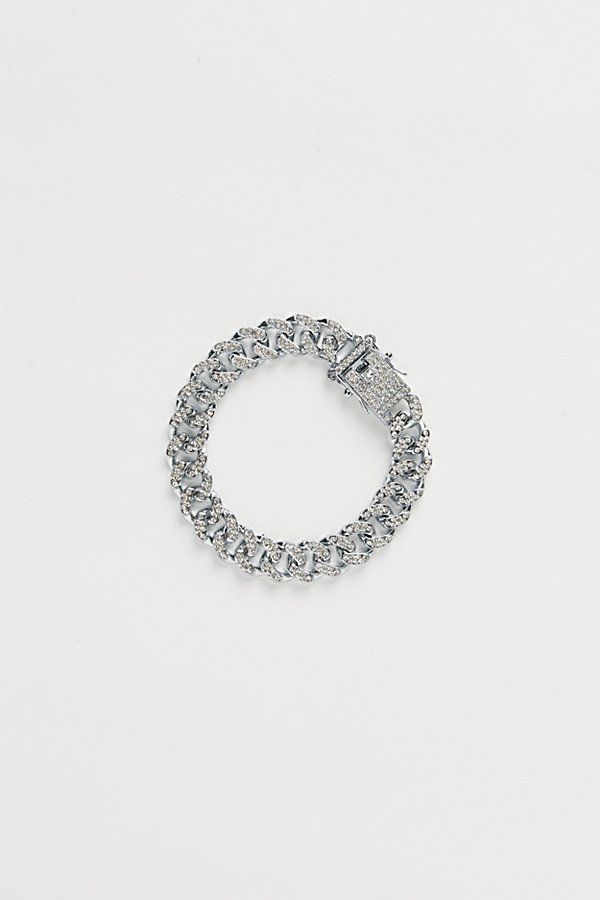 Urban Outfitters Iced Curb Chain Bracelet In Silver, Men's At  In Metallic