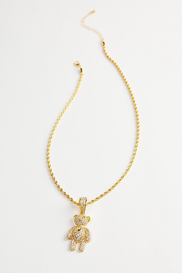 Urban Outfitters Iced Teddy Pendant Necklace In Gold, Men's At