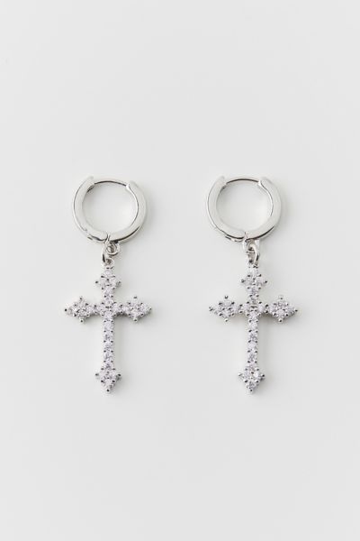 Iced Cross Hoop Earring Urban Outfitters Canada
