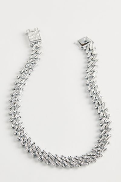Urban Outfitters Iced Razor Chain Necklace In Silver, Men's At